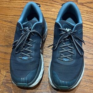 Hoka Men's Black and Teal Athletic Shoes